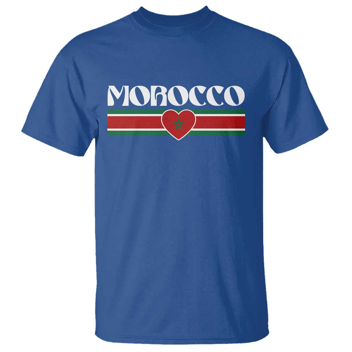 Love Morocco Retro Stripe Graphic T Shirt Maroc Moroccan Flag Heart