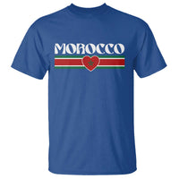 Love Morocco Retro Stripe Graphic T Shirt Maroc Moroccan Flag Heart