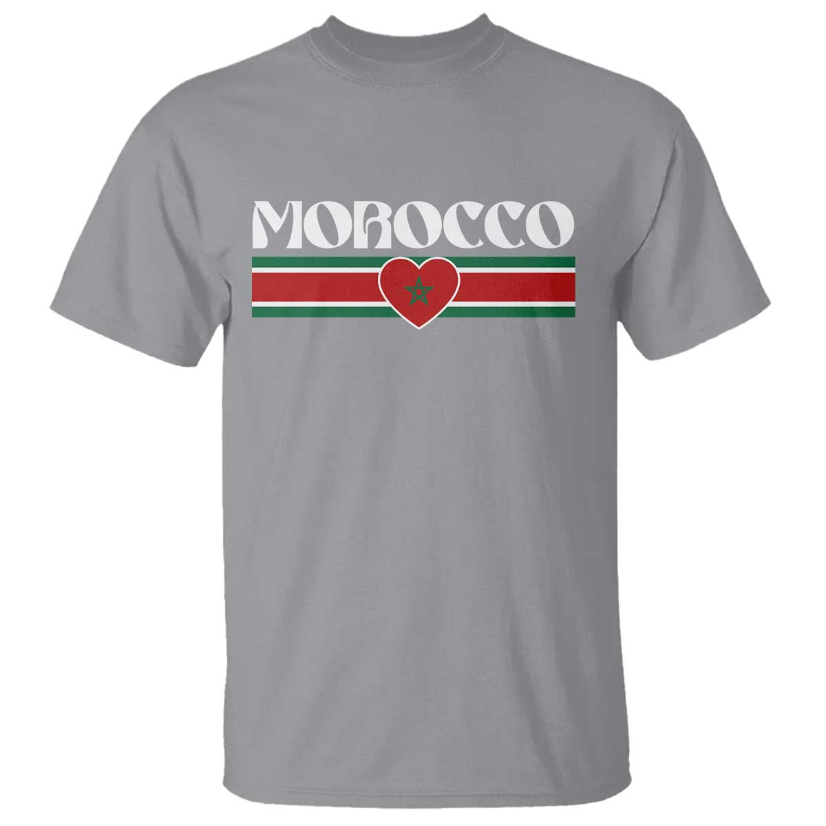 Love Morocco Retro Stripe Graphic T Shirt Maroc Moroccan Flag Heart