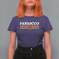 Love Morocco Retro Stripe Graphic T Shirt For Women Maroc Moroccan Flag Heart