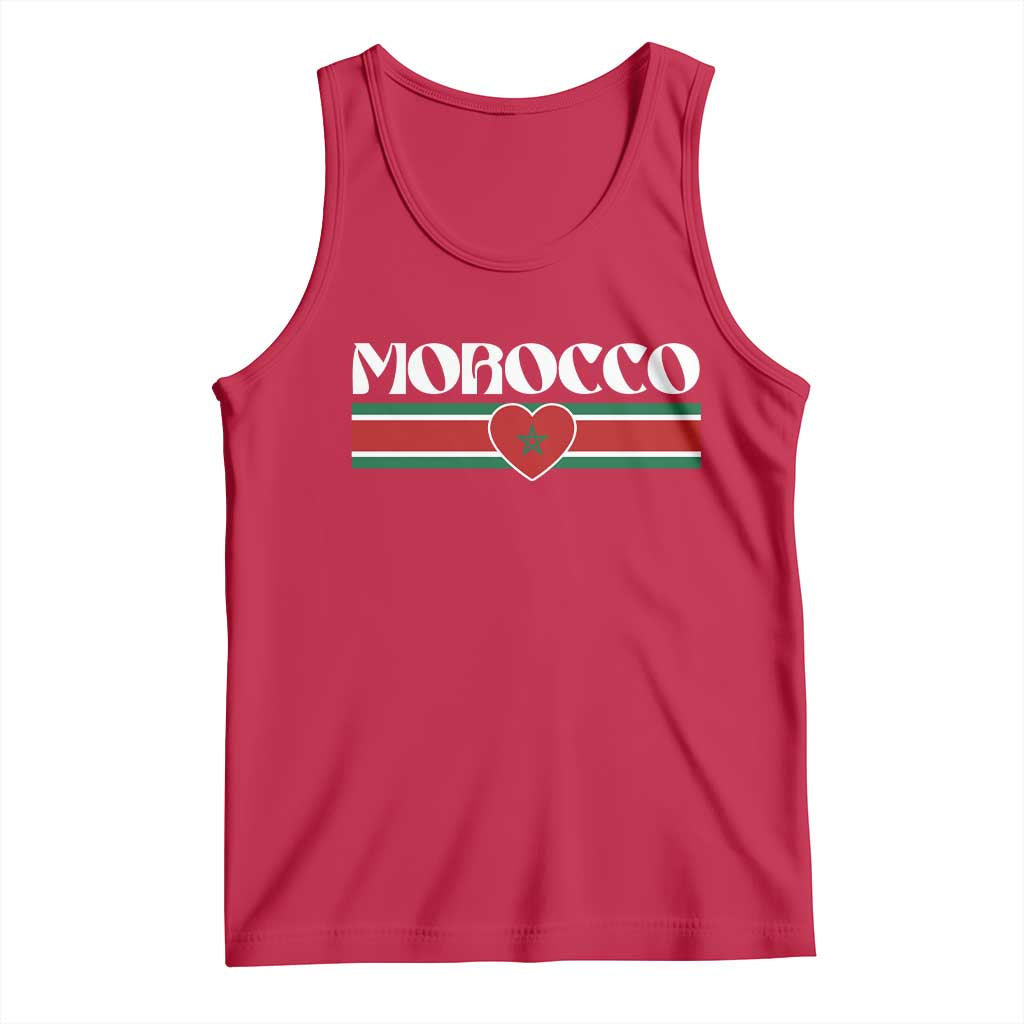 Love Morocco Retro Stripe Graphic Tank Top Maroc Moroccan Flag Heart