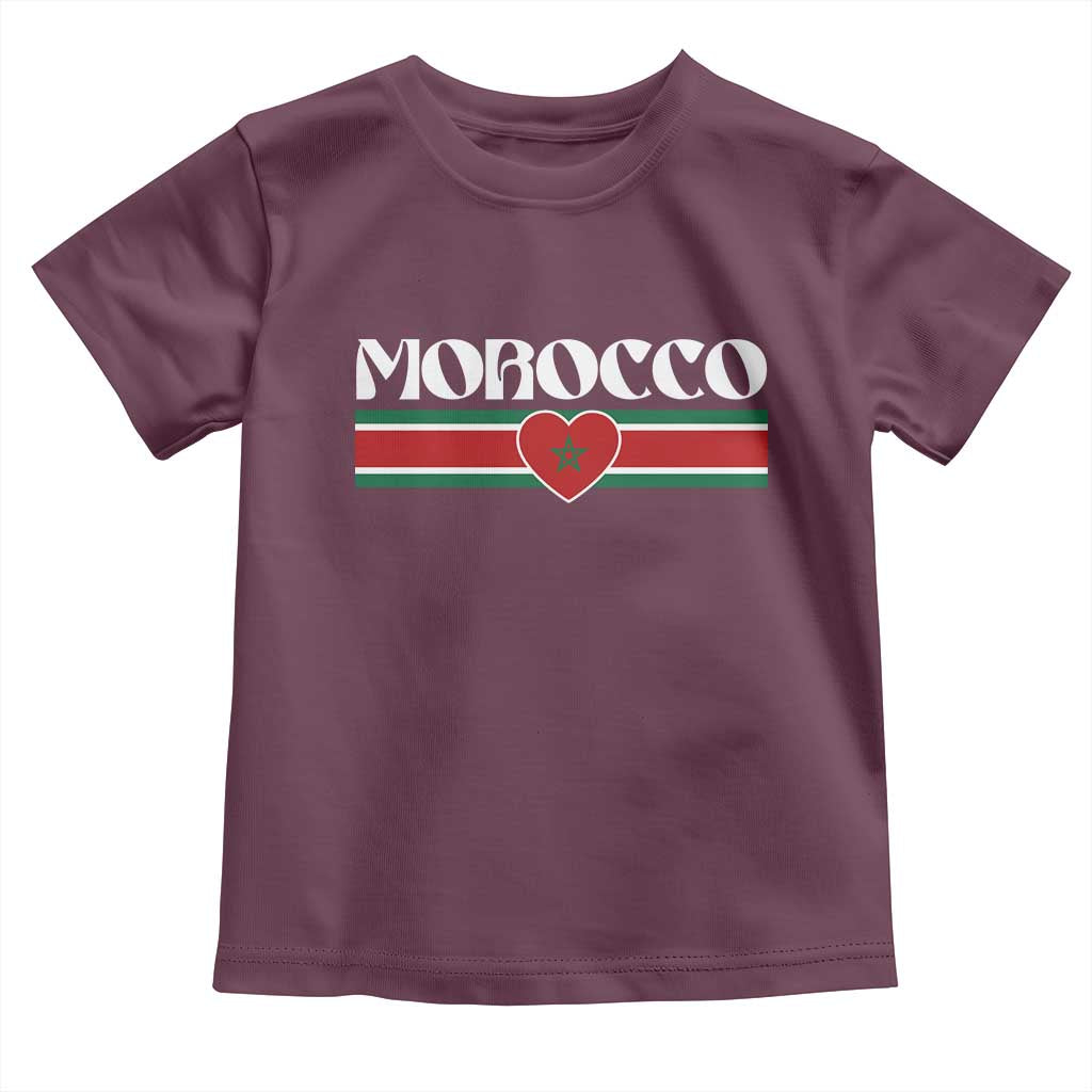 Love Morocco Retro Stripe Graphic Toddler T Shirt Maroc Moroccan Flag Heart