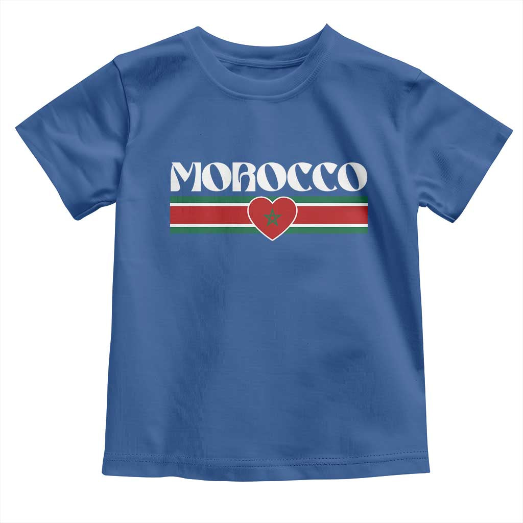 Love Morocco Retro Stripe Graphic Toddler T Shirt Maroc Moroccan Flag Heart