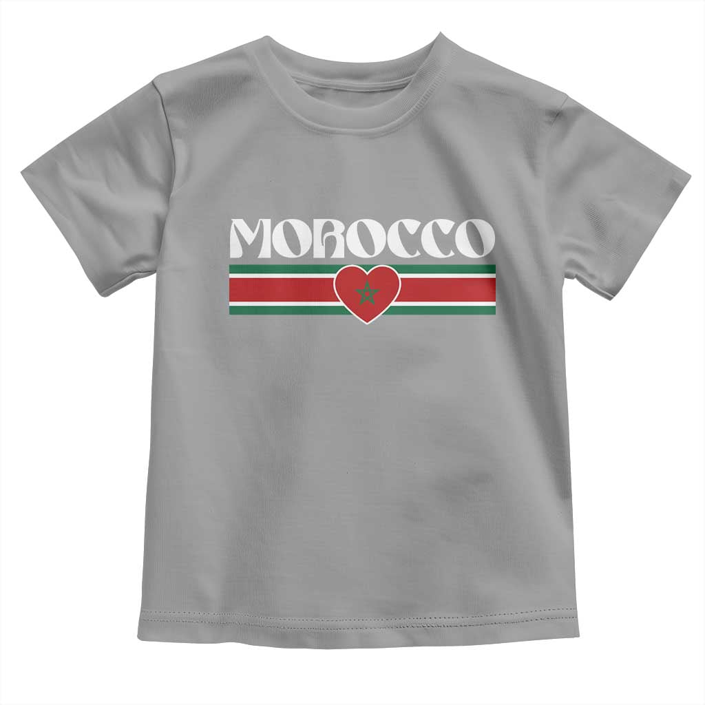 Love Morocco Retro Stripe Graphic Toddler T Shirt Maroc Moroccan Flag Heart