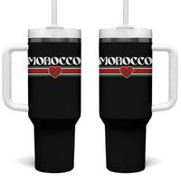 Love Morocco Retro Stripe Graphic Tumbler With Handle Maroc Moroccan Flag Heart