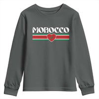 Love Morocco Retro Stripe Graphic Youth Sweatshirt Maroc Moroccan Flag Heart