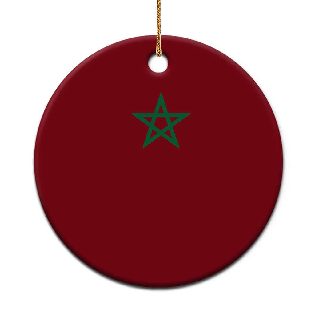 Minimalist Morocco Flag Star Ceramic Ornament Proud Moroccan Heritage Cultural Roots Pride
