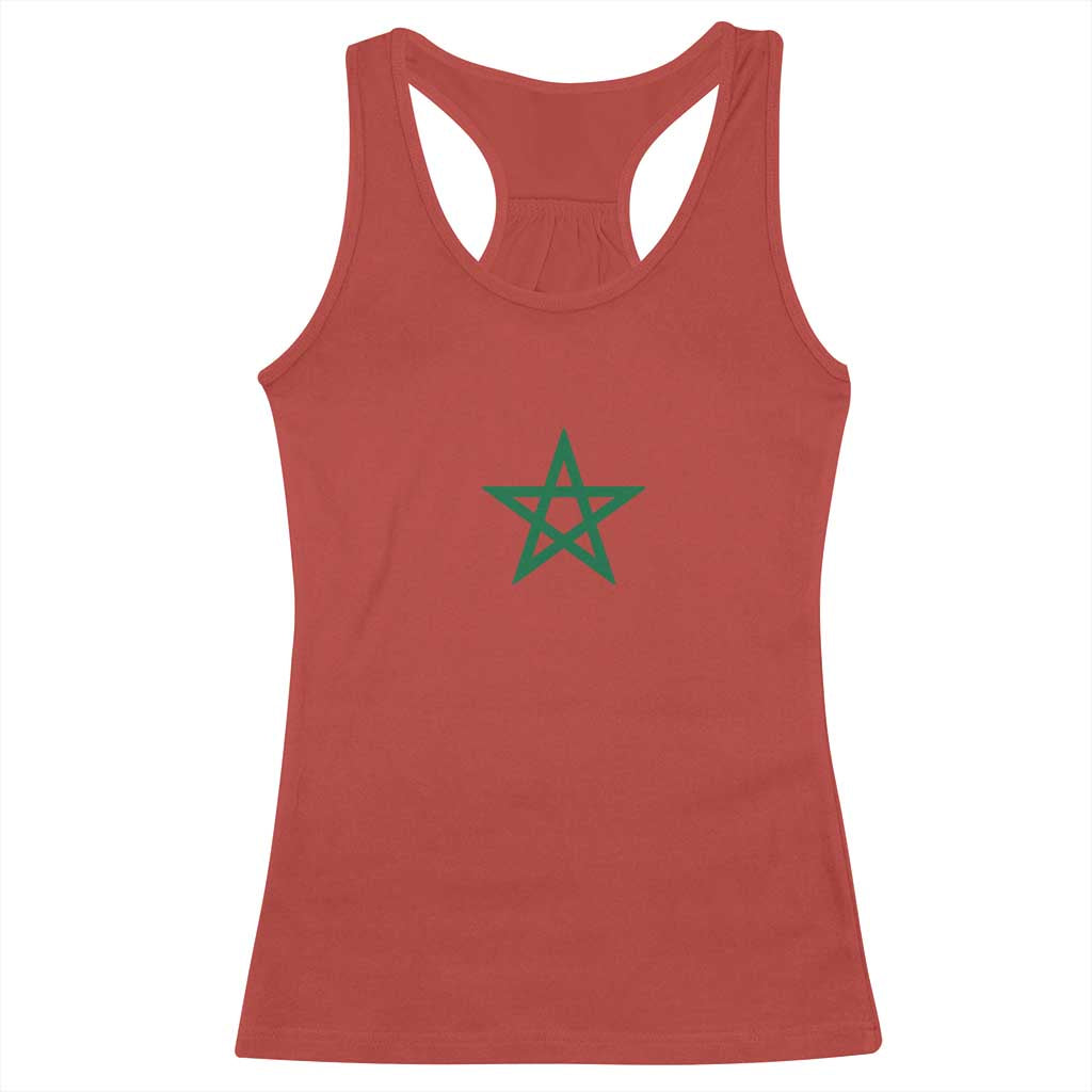 Minimalist Morocco Flag Star Racerback Tank Top Proud Moroccan Heritage Cultural Roots Pride