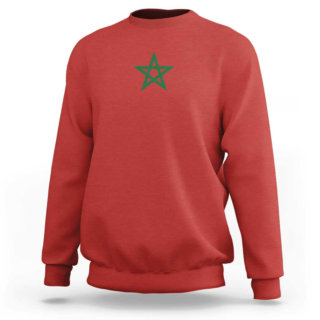 Minimalist Morocco Flag Star Sweatshirt Proud Moroccan Heritage Cultural Roots Pride