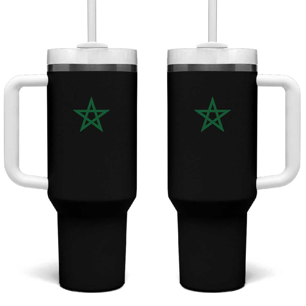 Minimalist Morocco Flag Star Tumbler With Handle Proud Moroccan Heritage Cultural Roots Pride