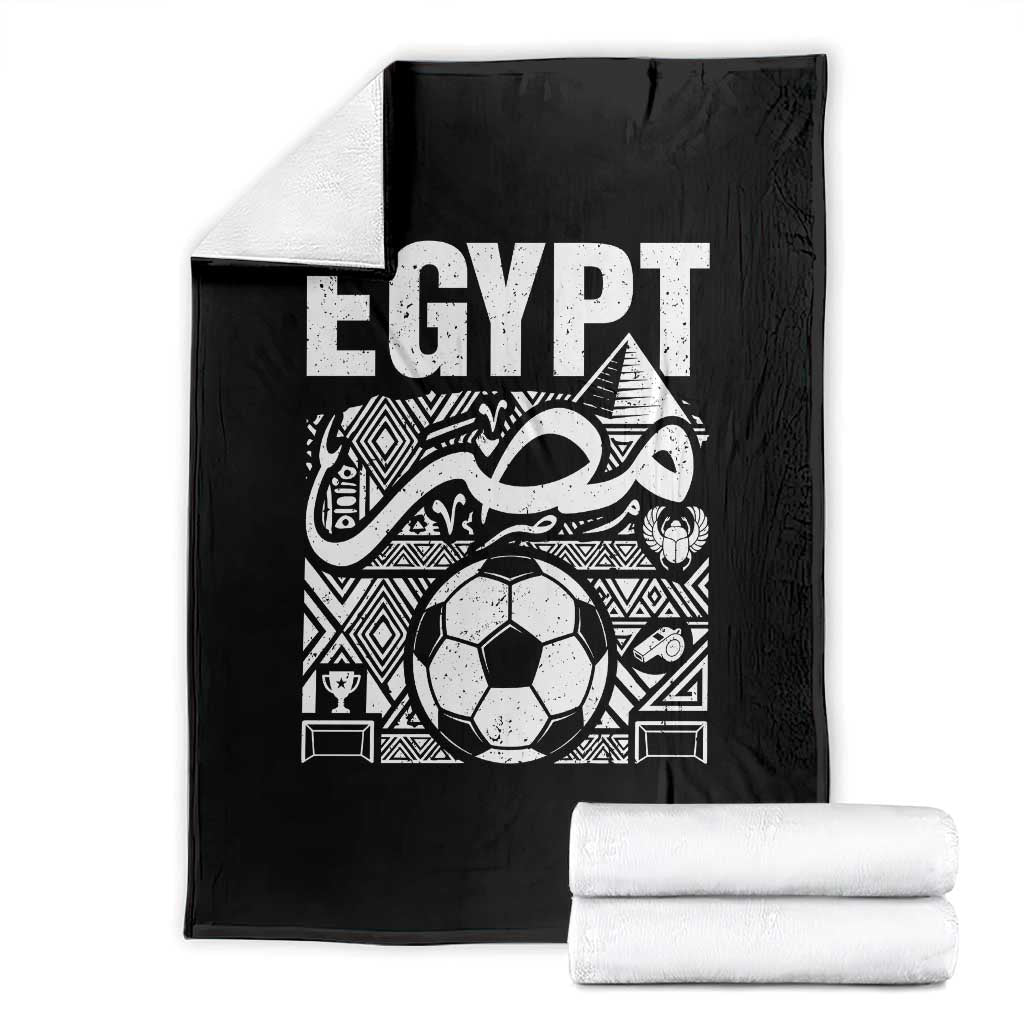 Egypt Soccer Misr Pride Arabic Calligraphy Throw Blanket Egyptian Football Fans Ancient Pyramid Heritage Graphic