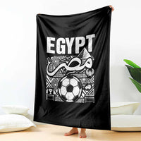 Egypt Soccer Misr Pride Arabic Calligraphy Throw Blanket Egyptian Football Fans Ancient Pyramid Heritage Graphic