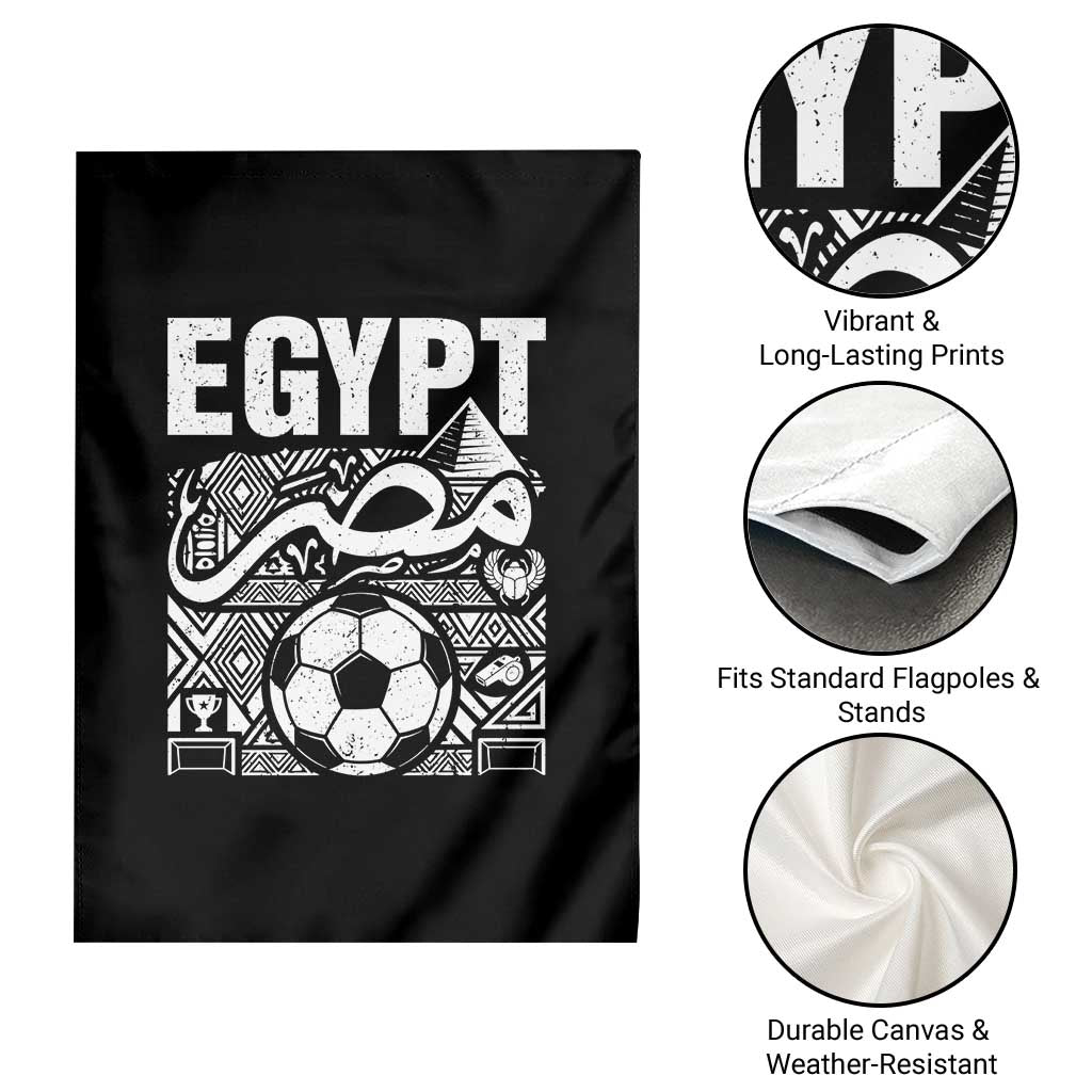 Egypt Soccer Misr Pride Arabic Calligraphy Garden Flag Egyptian Football Fans Ancient Pyramid Heritage Graphic