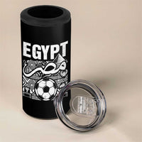 Egypt Soccer Misr Pride Arabic Calligraphy 4 in 1 Can Cooler Tumbler Egyptian Football Fans Ancient Pyramid Heritage Graphic
