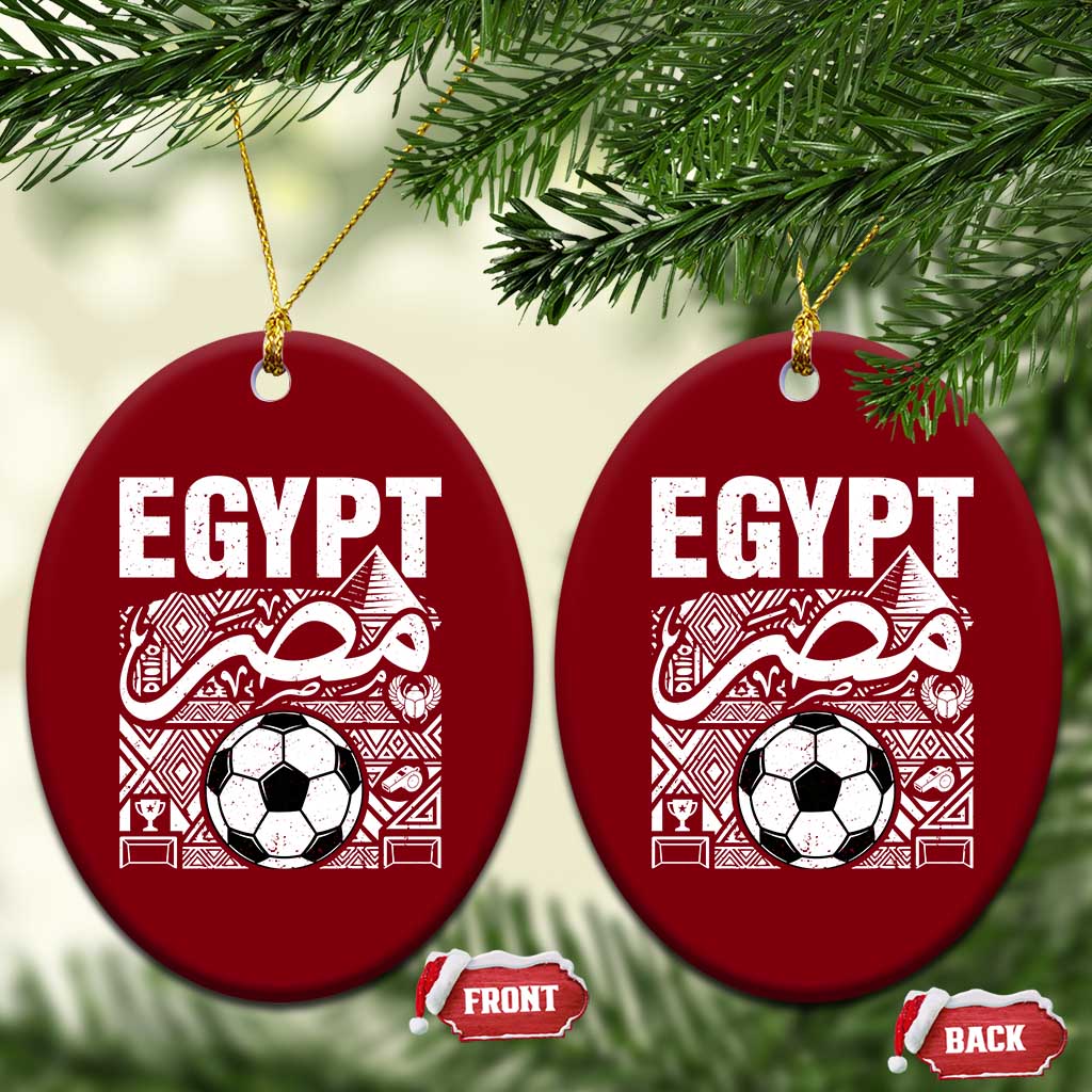 Egypt Soccer Misr Pride Arabic Calligraphy Ceramic Ornament Egyptian Football Fans Ancient Pyramid Heritage Graphic