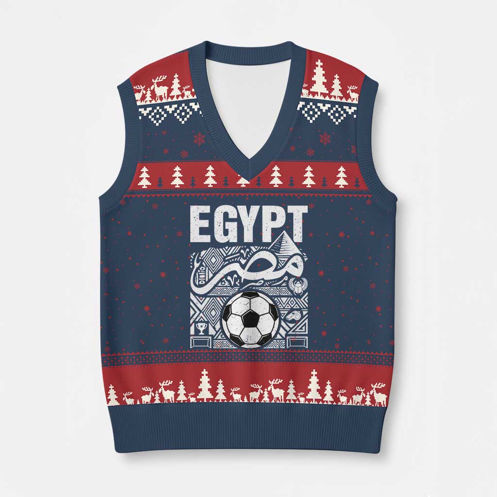 Egypt Soccer Misr Pride Arabic Calligraphy V-Neck Knit Sweater Vest Egyptian Football Fans Ancient Pyramid Heritage Graphic