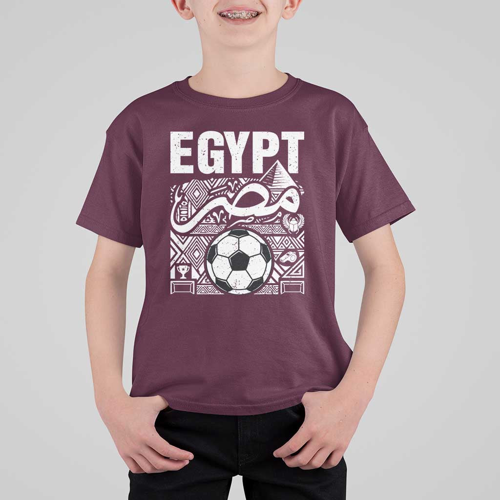 Egypt Soccer Misr Pride Arabic Calligraphy T Shirt For Kid Egyptian Football Fans Ancient Pyramid Heritage Graphic