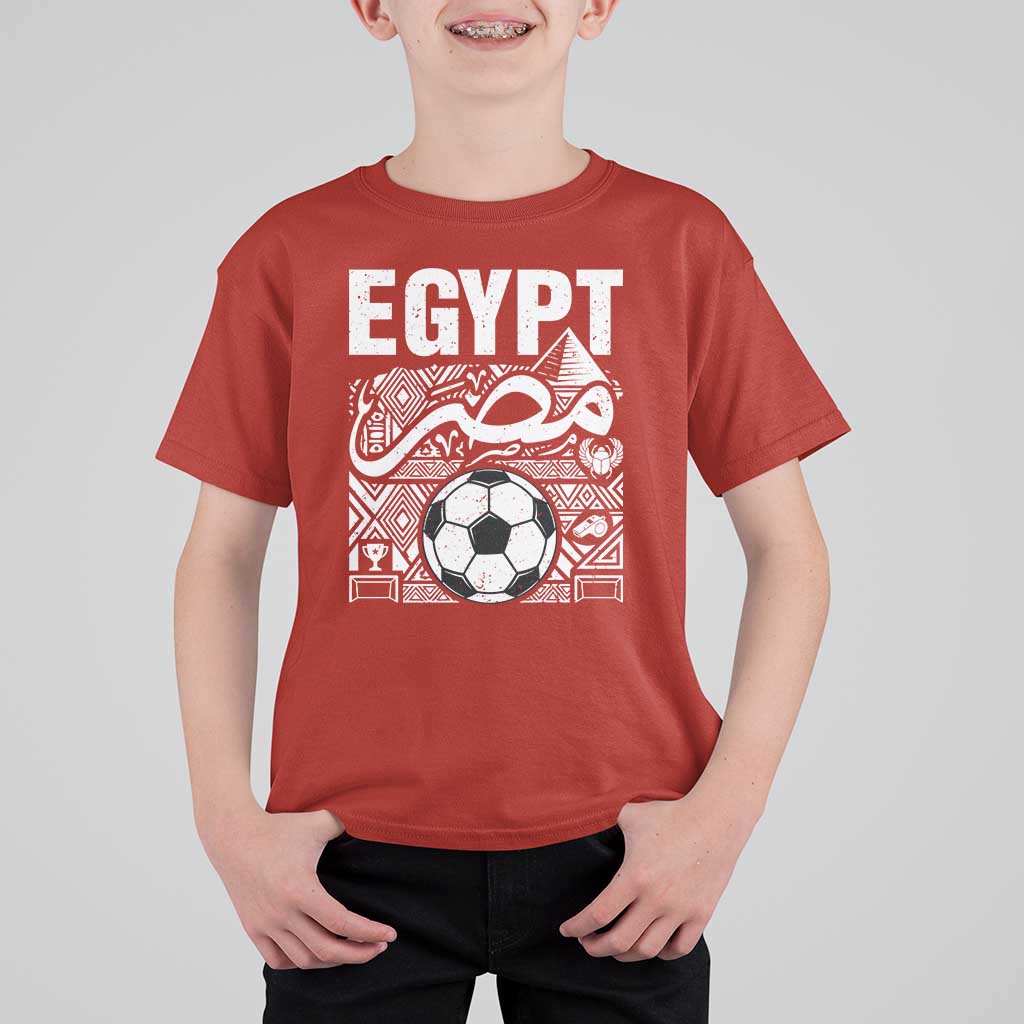 Egypt Soccer Misr Pride Arabic Calligraphy T Shirt For Kid Egyptian Football Fans Ancient Pyramid Heritage Graphic