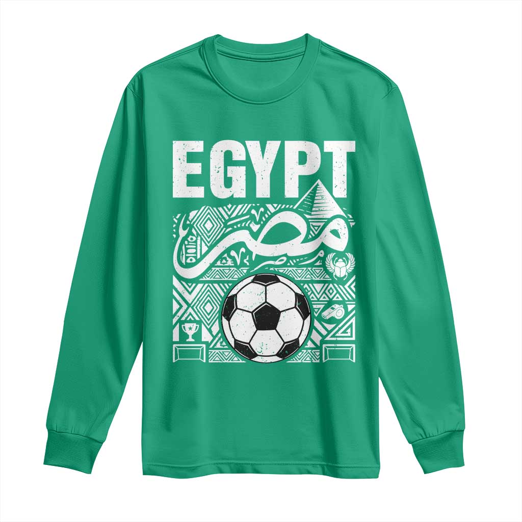 Egypt Soccer Misr Pride Arabic Calligraphy Long Sleeve Shirt Egyptian Football Fans Ancient Pyramid Heritage Graphic