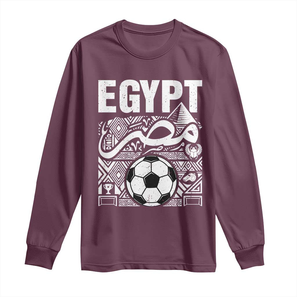 Egypt Soccer Misr Pride Arabic Calligraphy Long Sleeve Shirt Egyptian Football Fans Ancient Pyramid Heritage Graphic