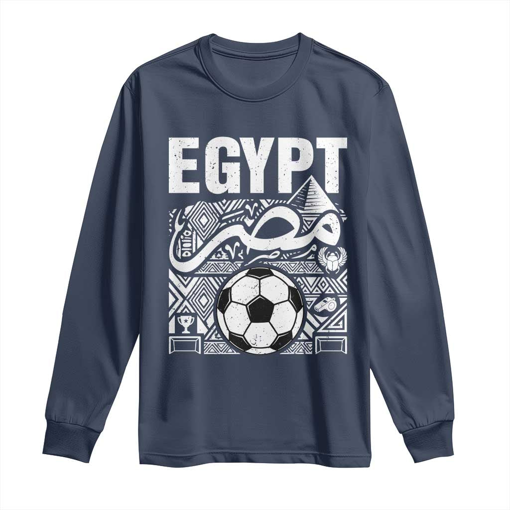 Egypt Soccer Misr Pride Arabic Calligraphy Long Sleeve Shirt Egyptian Football Fans Ancient Pyramid Heritage Graphic