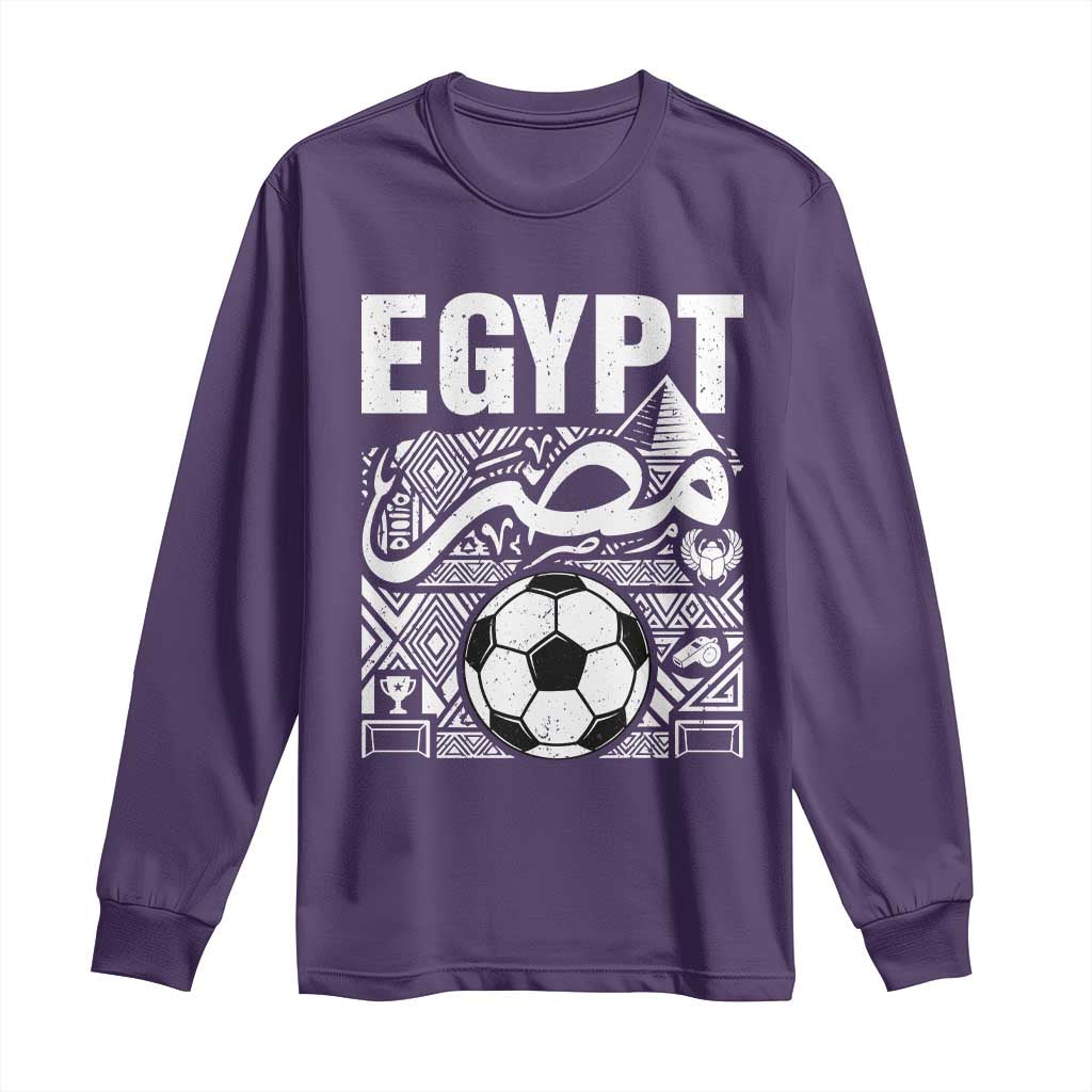 Egypt Soccer Misr Pride Arabic Calligraphy Long Sleeve Shirt Egyptian Football Fans Ancient Pyramid Heritage Graphic