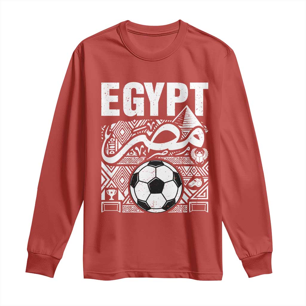 Egypt Soccer Misr Pride Arabic Calligraphy Long Sleeve Shirt Egyptian Football Fans Ancient Pyramid Heritage Graphic