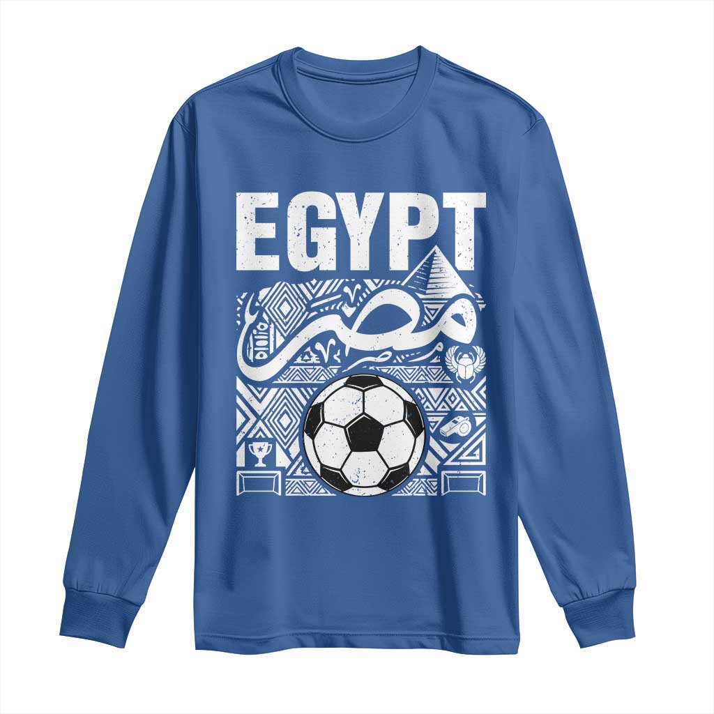 Egypt Soccer Misr Pride Arabic Calligraphy Long Sleeve Shirt Egyptian Football Fans Ancient Pyramid Heritage Graphic