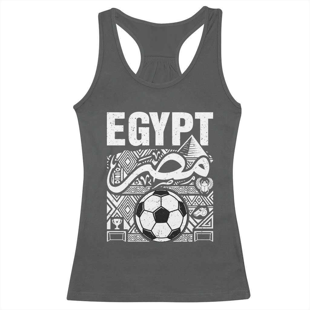 Egypt Soccer Misr Pride Arabic Calligraphy Racerback Tank Top Egyptian Football Fans Ancient Pyramid Heritage Graphic