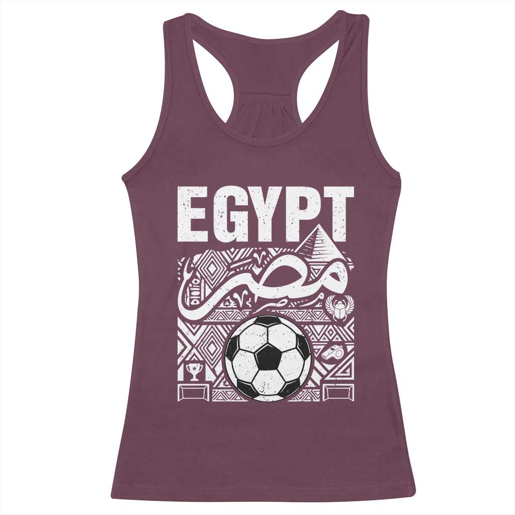 Egypt Soccer Misr Pride Arabic Calligraphy Racerback Tank Top Egyptian Football Fans Ancient Pyramid Heritage Graphic