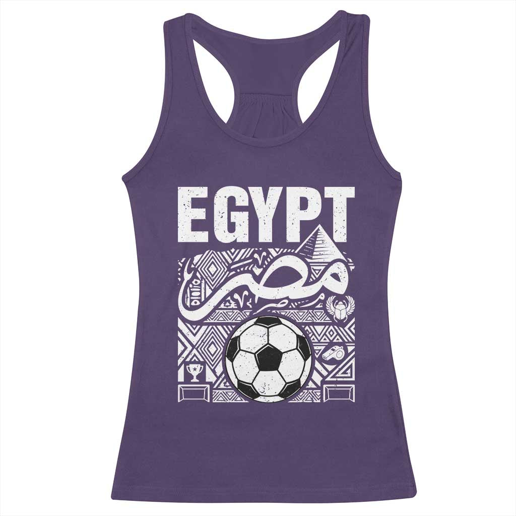 Egypt Soccer Misr Pride Arabic Calligraphy Racerback Tank Top Egyptian Football Fans Ancient Pyramid Heritage Graphic