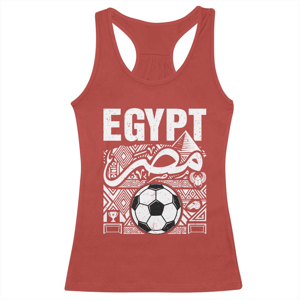 Egypt Soccer Misr Pride Arabic Calligraphy Racerback Tank Top Egyptian Football Fans Ancient Pyramid Heritage Graphic