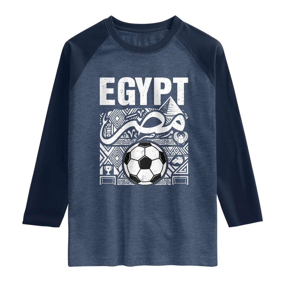 Egypt Soccer Misr Pride Arabic Calligraphy Raglan Shirt Egyptian Football Fans Ancient Pyramid Heritage Graphic
