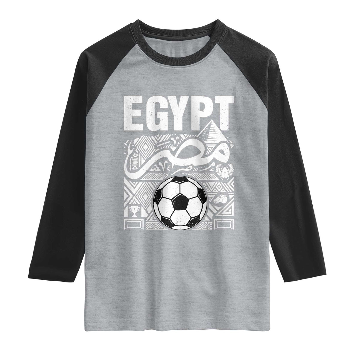 Egypt Soccer Misr Pride Arabic Calligraphy Raglan Shirt Egyptian Football Fans Ancient Pyramid Heritage Graphic