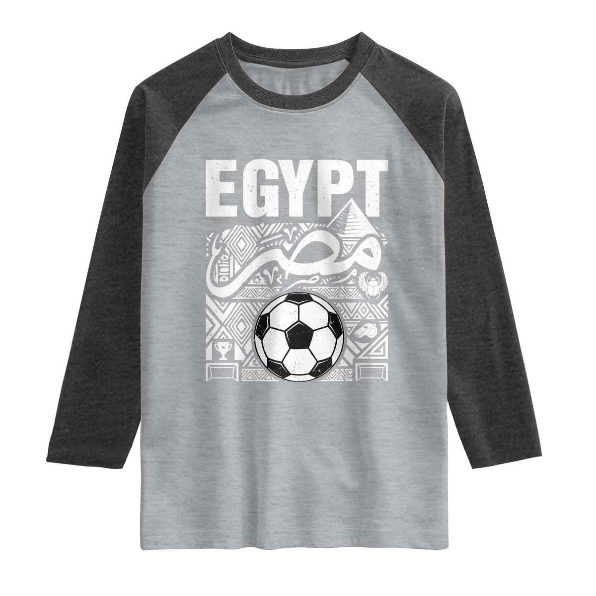 Egypt Soccer Misr Pride Arabic Calligraphy Raglan Shirt Egyptian Football Fans Ancient Pyramid Heritage Graphic