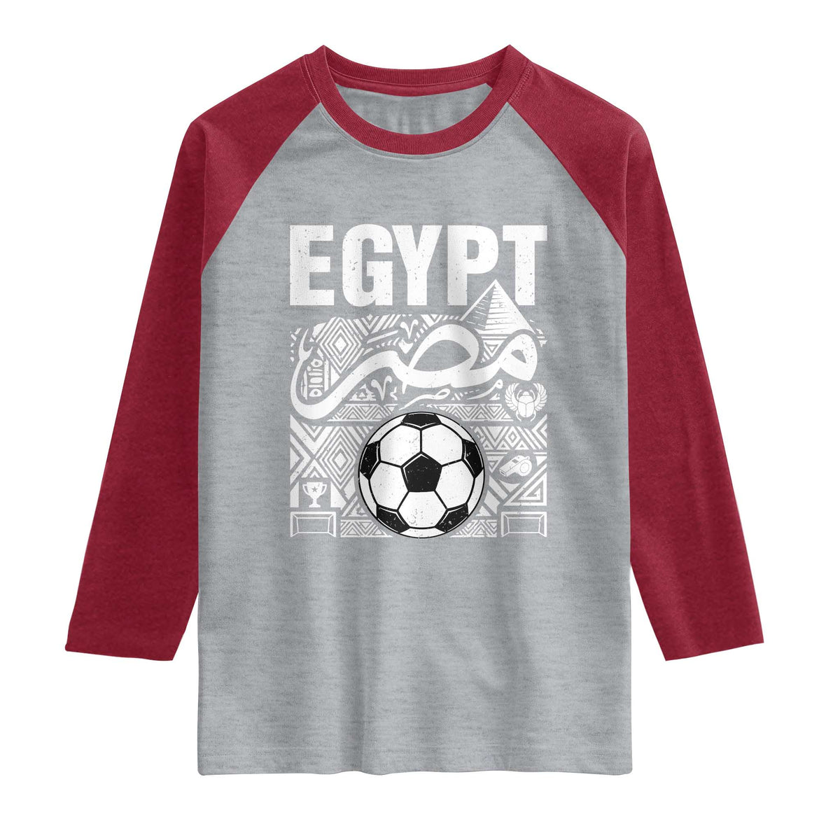 Egypt Soccer Misr Pride Arabic Calligraphy Raglan Shirt Egyptian Football Fans Ancient Pyramid Heritage Graphic