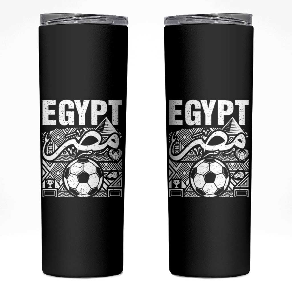 Egypt Soccer Misr Pride Arabic Calligraphy Skinny Tumbler Egyptian Football Fans Ancient Pyramid Heritage Graphic