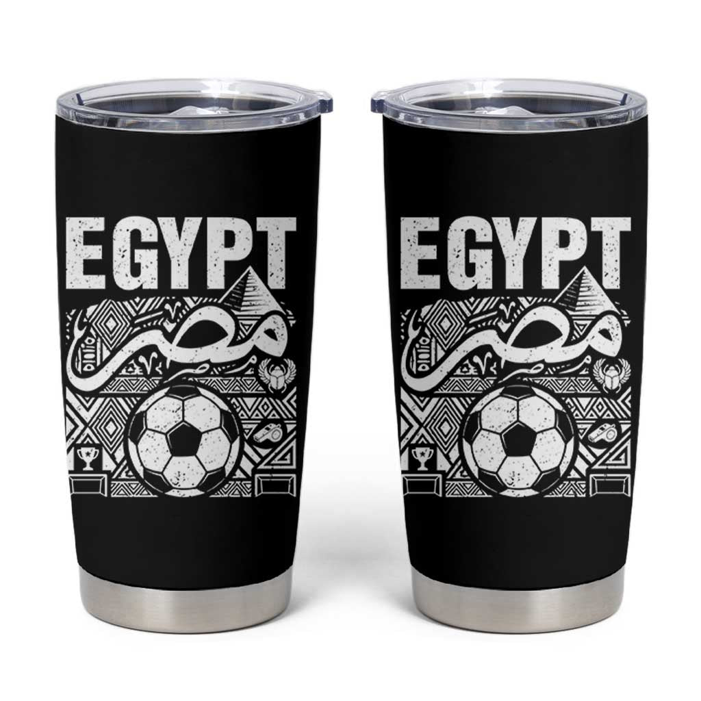 Egypt Soccer Misr Pride Arabic Calligraphy Tumbler Cup Egyptian Football Fans Ancient Pyramid Heritage Graphic