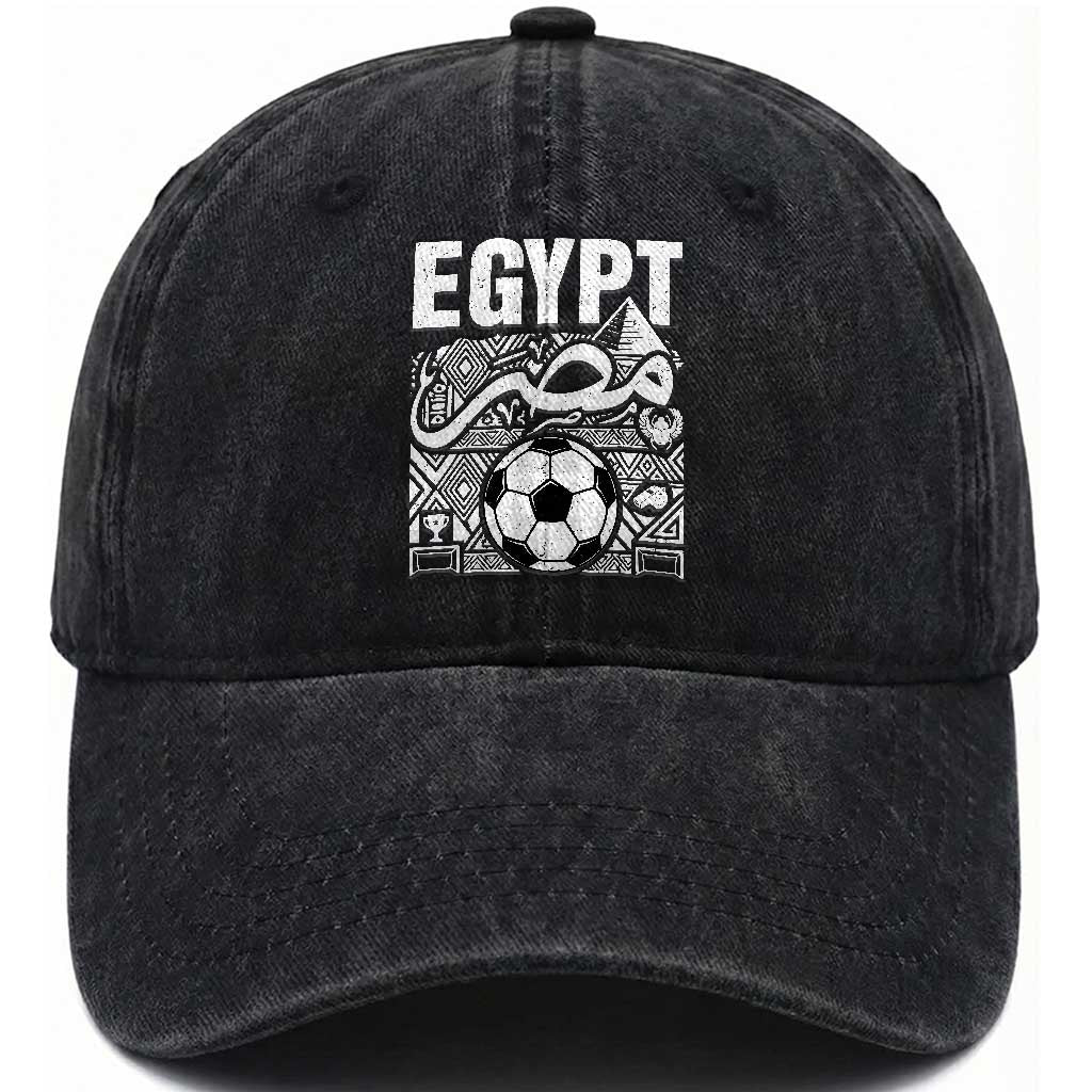 Egypt Soccer Misr Pride Arabic Calligraphy Washed Cotton Baseball Cap Egyptian Football Fans Ancient Pyramid Heritage Graphic