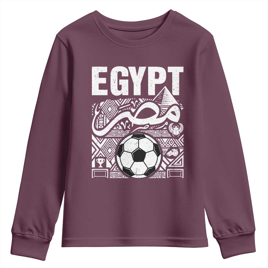 Egypt Soccer Misr Pride Arabic Calligraphy Youth Sweatshirt Egyptian Football Fans Ancient Pyramid Heritage Graphic