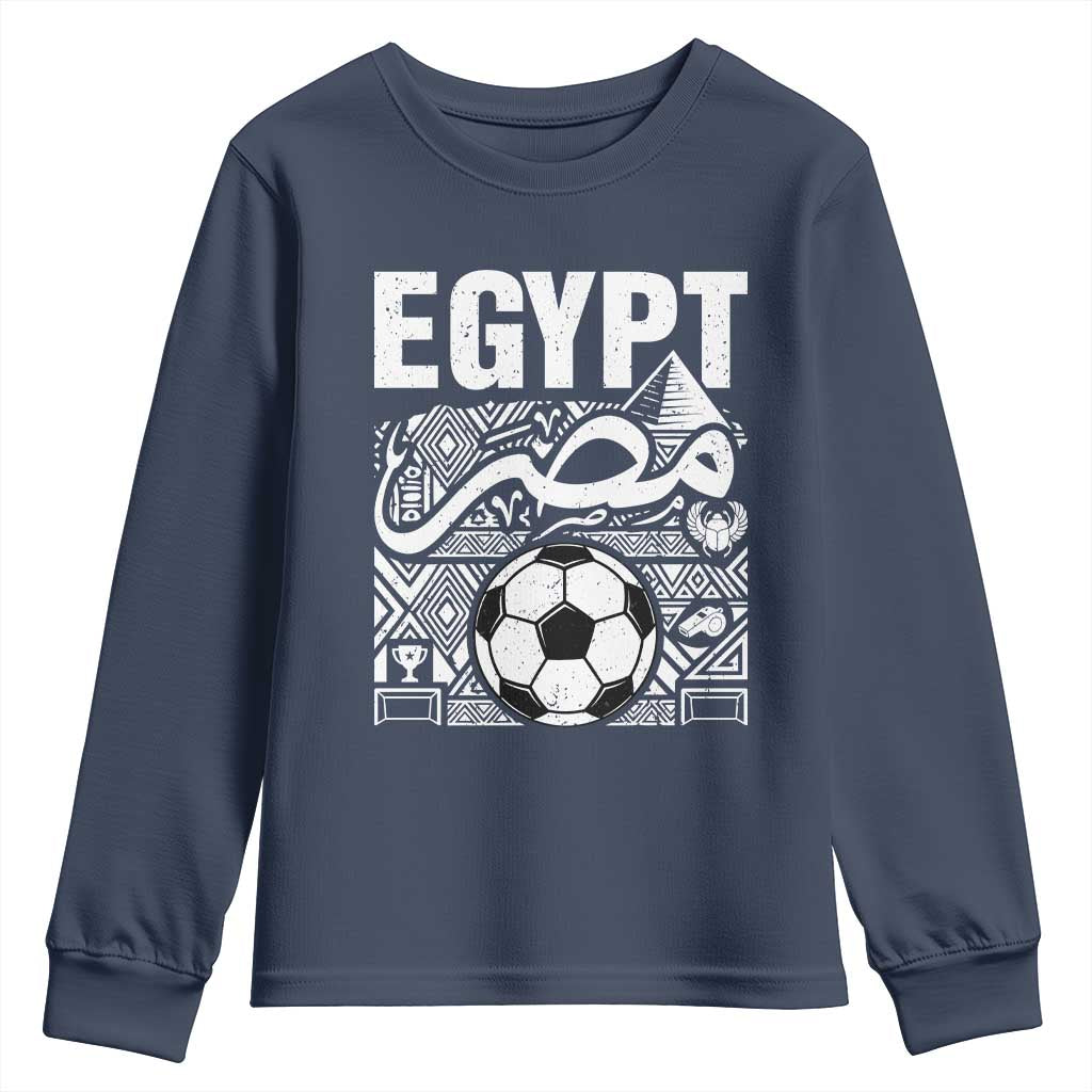 Egypt Soccer Misr Pride Arabic Calligraphy Youth Sweatshirt Egyptian Football Fans Ancient Pyramid Heritage Graphic