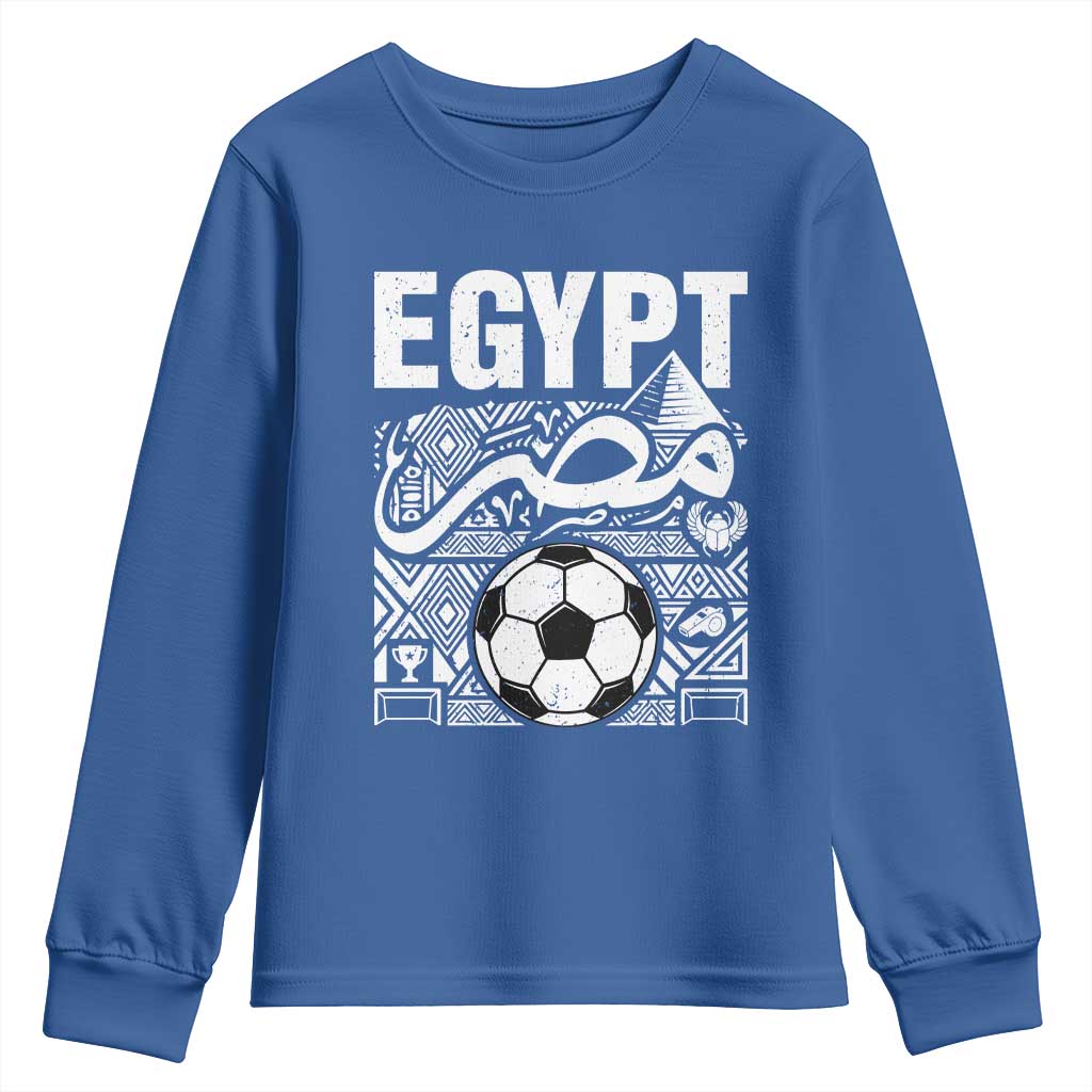 Egypt Soccer Misr Pride Arabic Calligraphy Youth Sweatshirt Egyptian Football Fans Ancient Pyramid Heritage Graphic