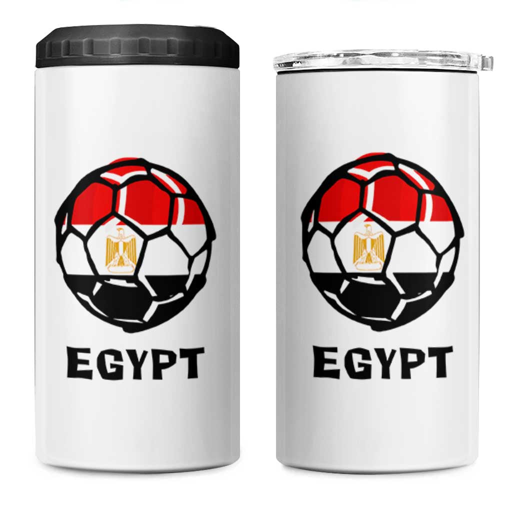 Egyptian Flag Soccer Ball Graphic 4 in 1 Can Cooler Tumbler Egypt Pride Sports Football Fans Match Day