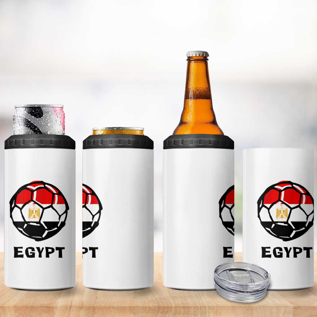 Egyptian Flag Soccer Ball Graphic 4 in 1 Can Cooler Tumbler Egypt Pride Sports Football Fans Match Day