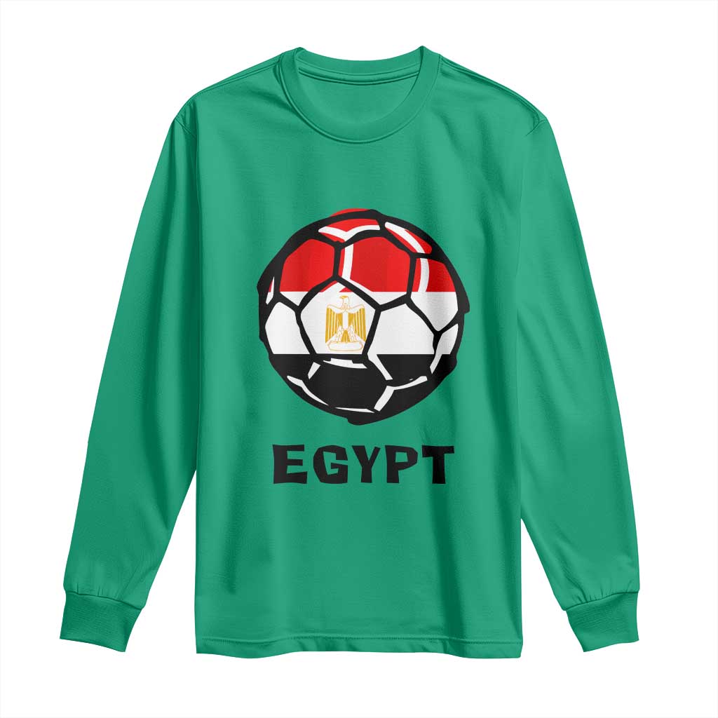 Egyptian Flag Soccer Ball Graphic Long Sleeve Shirt Egypt Pride Sports Football Fans Match Day