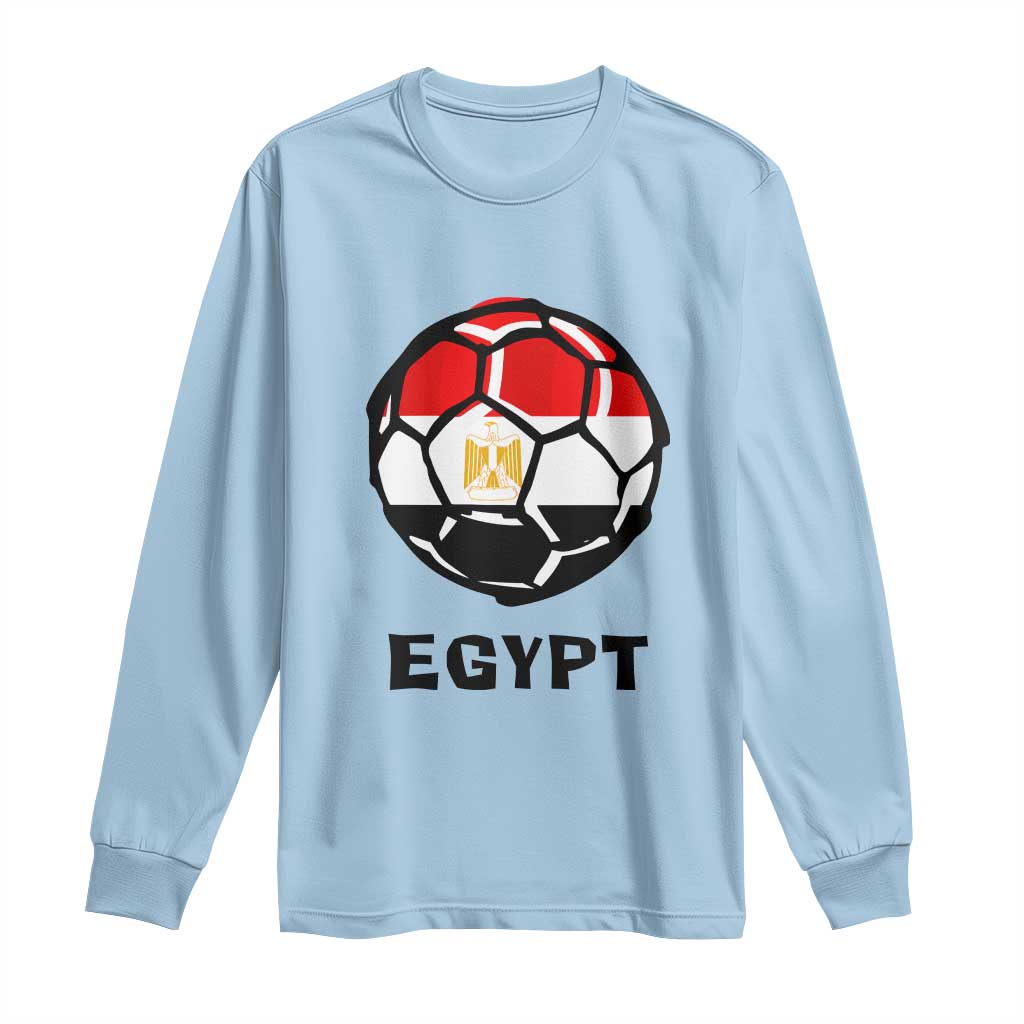 Egyptian Flag Soccer Ball Graphic Long Sleeve Shirt Egypt Pride Sports Football Fans Match Day