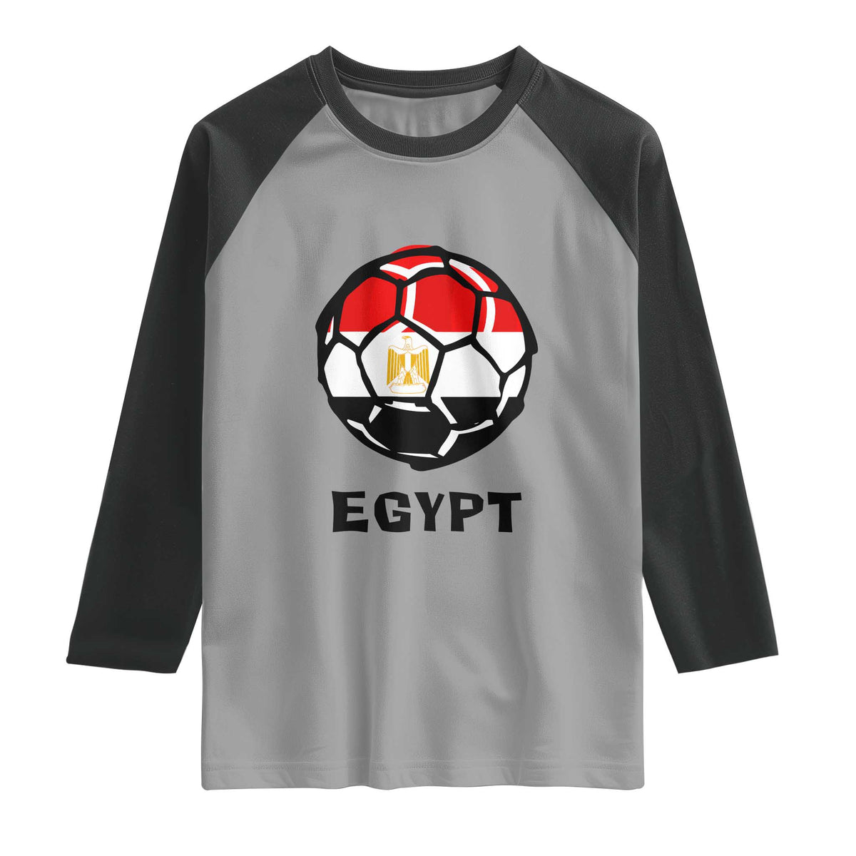Egyptian Flag Soccer Ball Graphic Raglan Shirt Egypt Pride Sports Football Fans Match Day