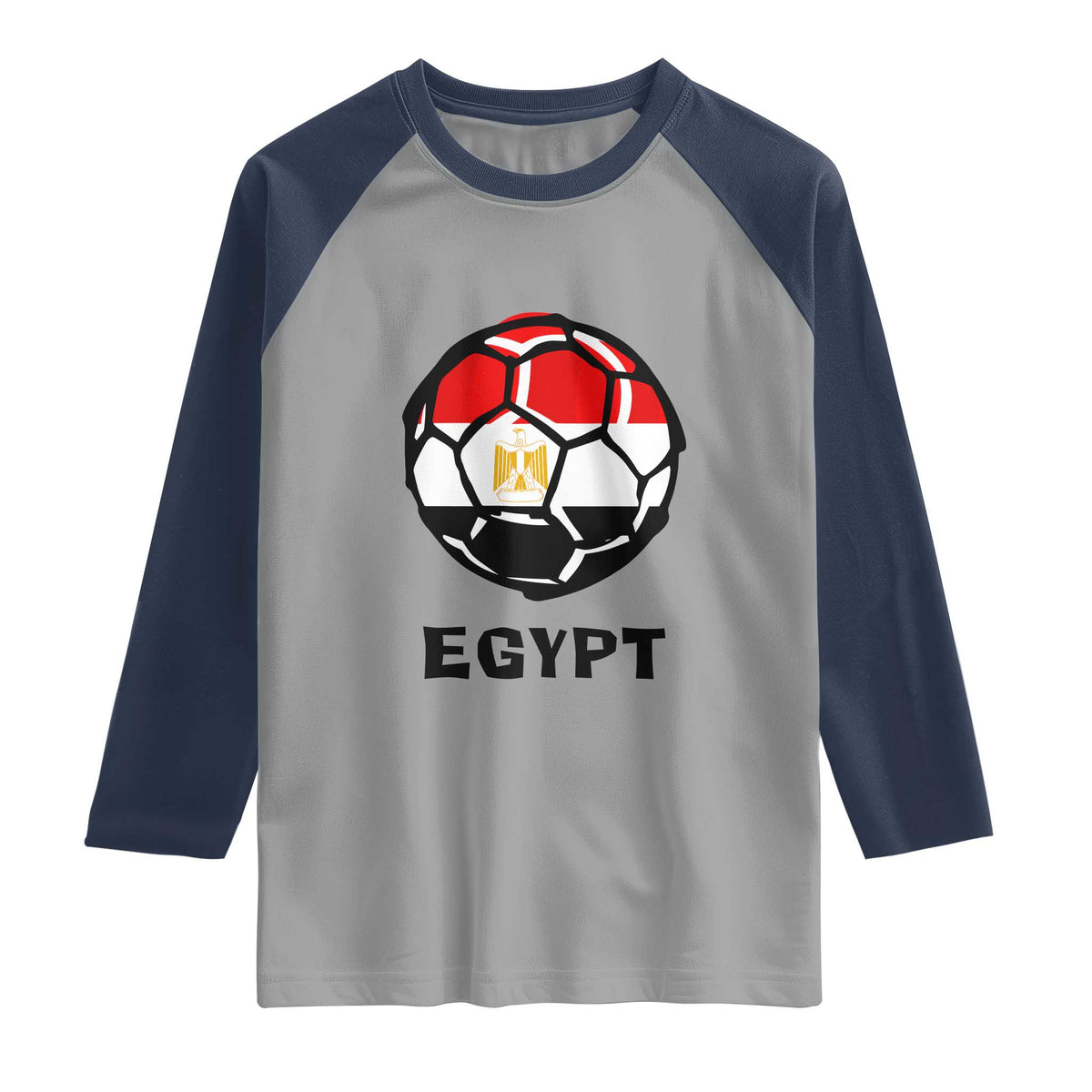 Egyptian Flag Soccer Ball Graphic Raglan Shirt Egypt Pride Sports Football Fans Match Day