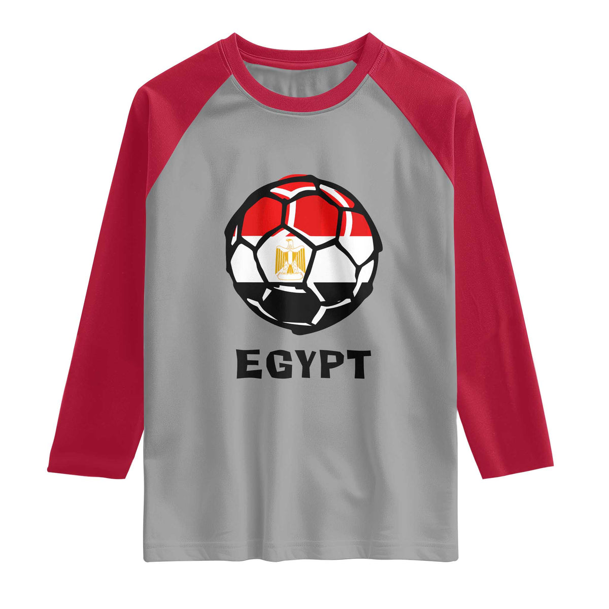 Egyptian Flag Soccer Ball Graphic Raglan Shirt Egypt Pride Sports Football Fans Match Day