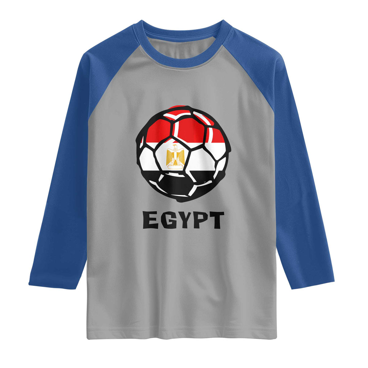 Egyptian Flag Soccer Ball Graphic Raglan Shirt Egypt Pride Sports Football Fans Match Day